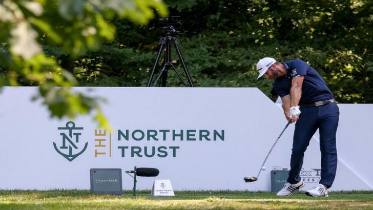 Dustin Johnson drives at the Northern Trust